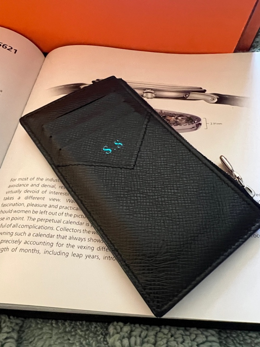 Louis Vuitton Black Textured Leather Zip Card Holder